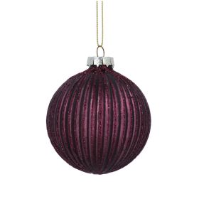 Aubergine Ribbed Glass Ball